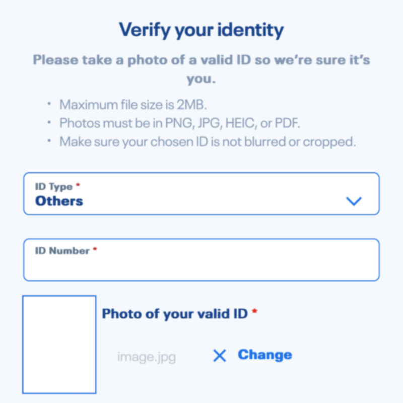 Picture of verify your identity form