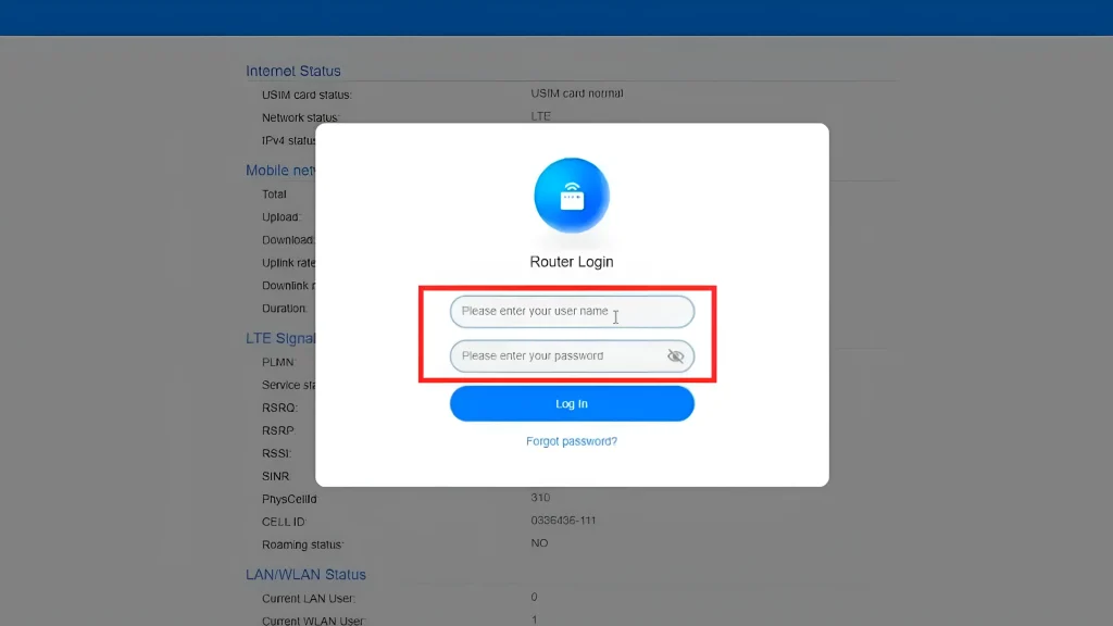 Login to access the router settings