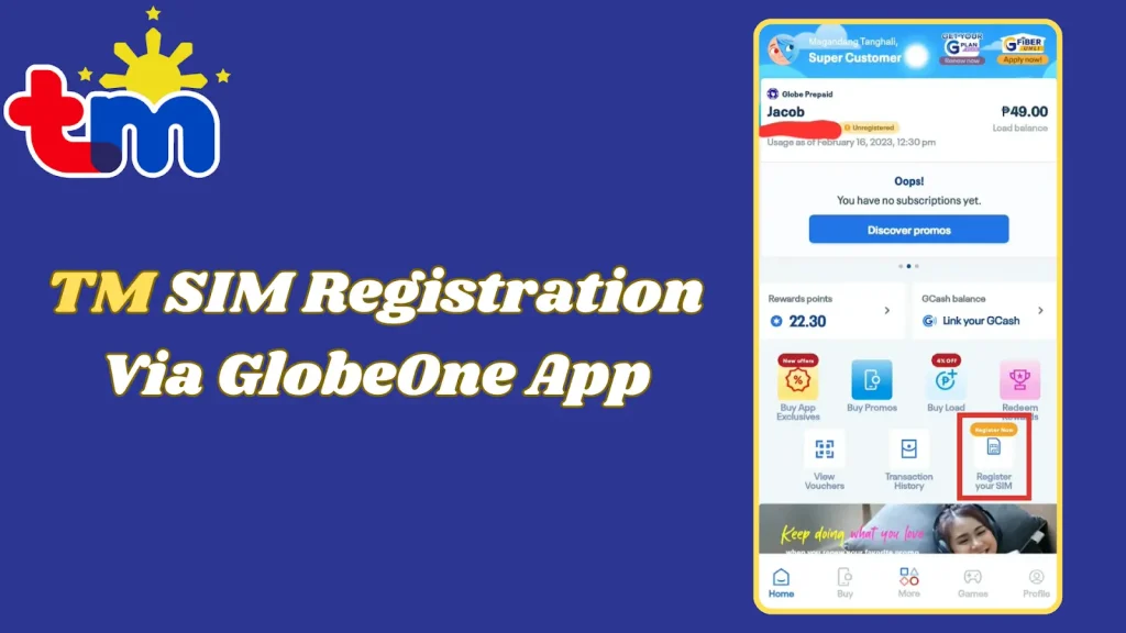 How to Register TM SIM Via GlobeOne App