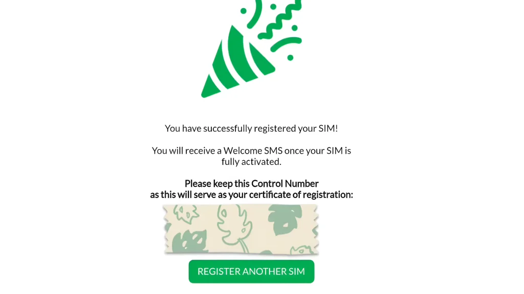 SIM registration was successful