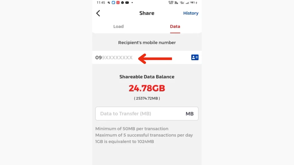 Enter the Recipient’s Number