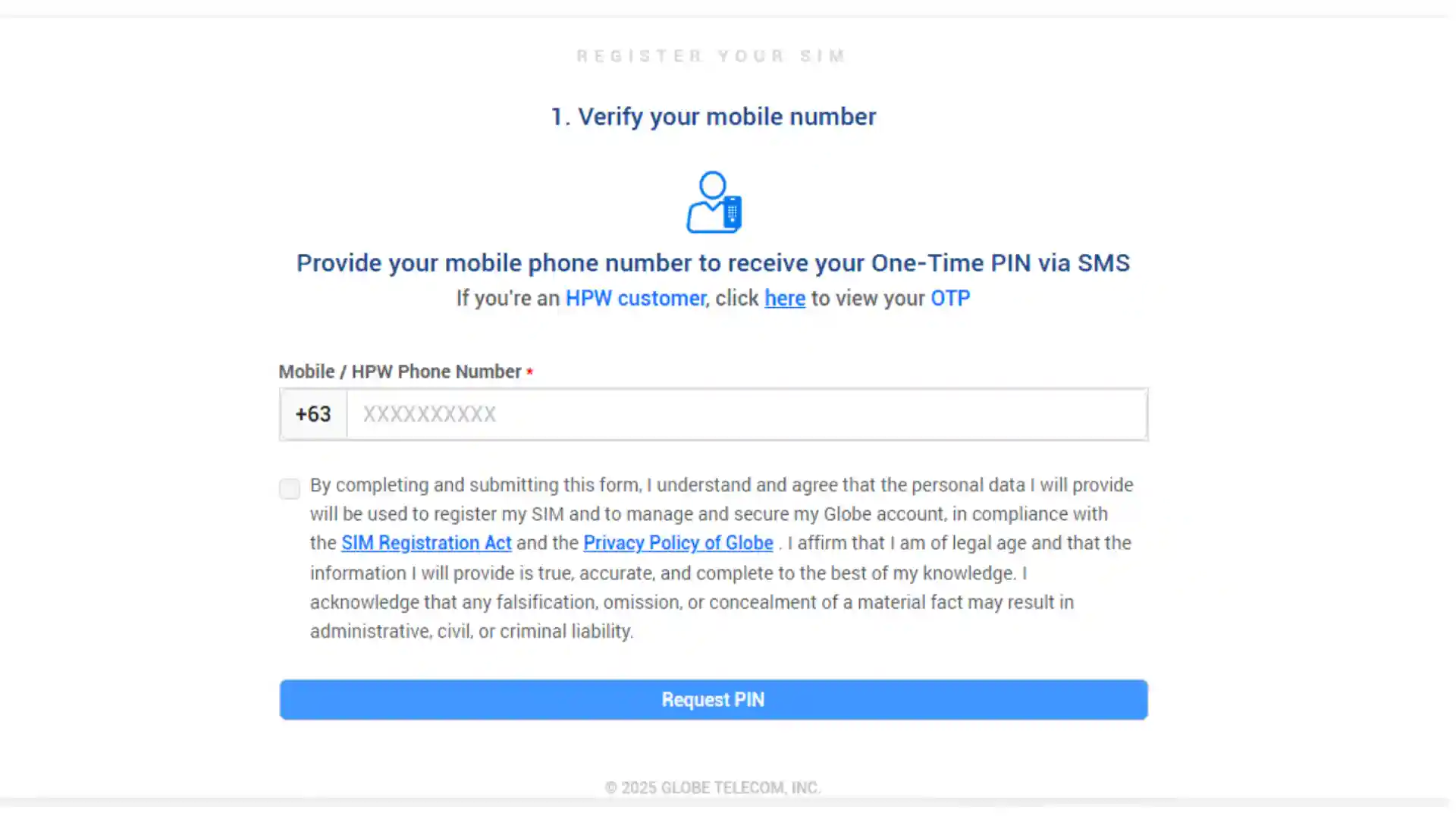 Verify your mobile number